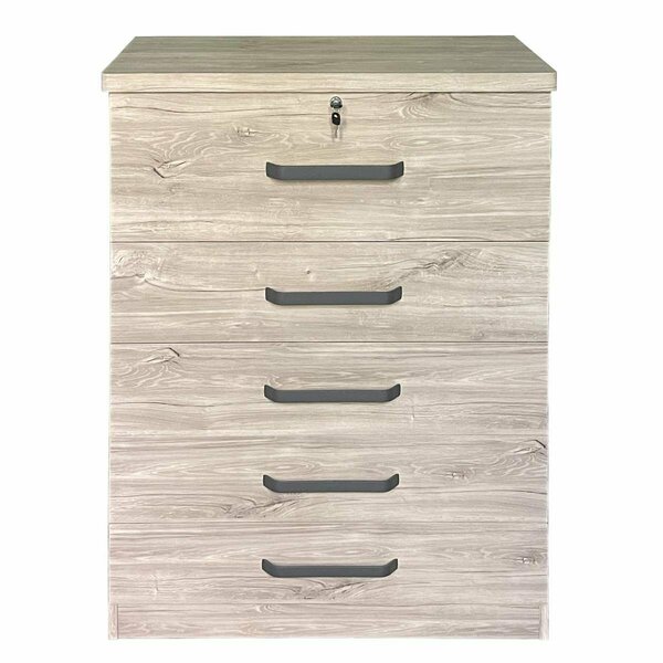 Better Home 15.25 x 31.5 x 47.5 in. Xia 5 Drawer Chest of Drawers - Gray Oak 5970-XIA-GRY